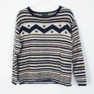Lauren Ralph Lauren Chevron Striped Wool Blend Sweater Size XL Fair‎ Isle Nordic